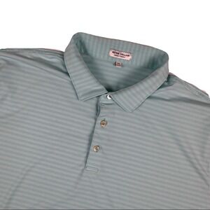 Peter Millar Mens Summer Comfort‎ Performance Striped Jersey Polo Shirt XXL Aqua